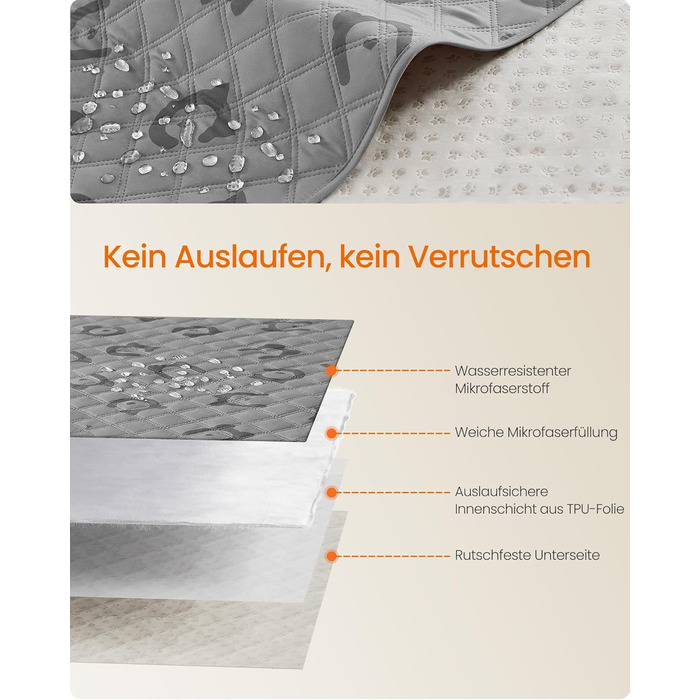 Водонепроникний килимок для собак Feandrea, 178 x 76 см, захист для авто, диванів, машинне прання, антиковзаюча підкладка, стеганий дизайн, тауновий (PPB025G01)