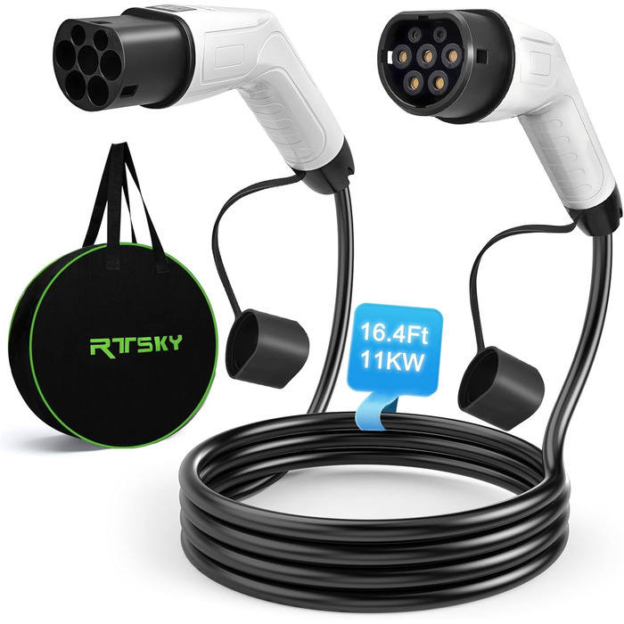 Кабель для зарядки електромобіля Type 2 (32A, 22kW) 5м, 3-фазний, з сумкою, IP65, для Tesla, e-Golf, ID.3, i3