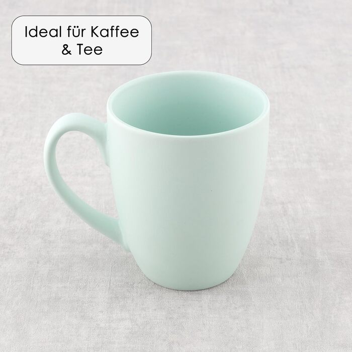 Large Coffee Mug Set – Coffee Cups made of high-quality and sturdy ceramic, large handles, large mugs (Pale Blue, Set of 6)