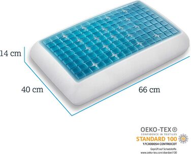 Ортопедична подушка для шиї Technogel Deluxe, гелева, безпечна, сертифікована, для спини та бокового сну, з наволочкою 66x40x14 см