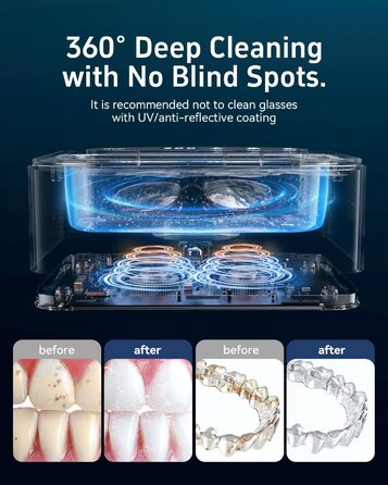 Ультразвуковий очисник Phniti 47 кГц: для окулярів, прикрас, зубних протезів | 3 режими, 330 мл