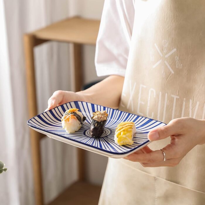 Набір тарілок Selamica Servierplatte: 6 прямокутних тарілок для закусок, десертів, суші та фруктів, 18 × 10.5 см