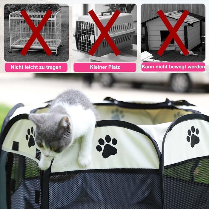 Переносний вольєр для цуценят, вольєр для собак, складаний вольєр для котів, вольєр для цуценят для дому, вольєр для собак, котів, кроликів, 74 x 74 x 43 см (Сірий)