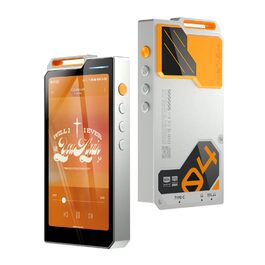 HiFi DAP плеєр HiBy R4 з Android 12, Bluetooth та Wi-Fi, підтримка Spotify, 32 ГБ + 2 ТБ пам'ять, виходи 3.5 мм та 4.4 мм Bal, Orange Sunset Chevron