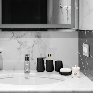 Набір аксесуарів для ванної кімнати IMAVO 4 шт. (Зелений): тримач для зубних щіток, стаканчик, дозатор мила, мильниця