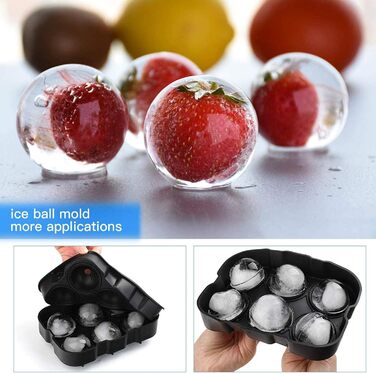 Форми для льоду Silikon 2 шт. - великі круглі форми для льоду з воронкою, BPA Free, для напоїв, коктейлів, дитячого харчування (чорний)