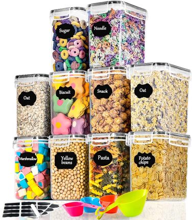 Набір контейнерів для продуктів з кришкою, 16 шт., BPA free, герметичні, для зберігання круп, борошна, цукру, з етикетками (1.6л)