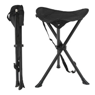 Чорний складаний табурет-стілець 60 см для кемпінгу, риболовлі, саду та балкону з сумкою