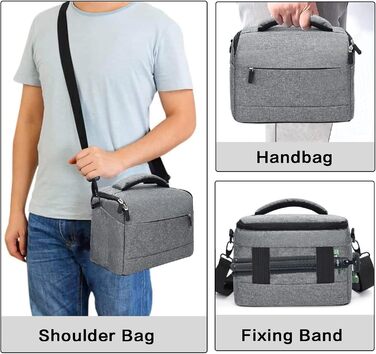 Сумка для камери HIUOUIH: фотосумка для DSLR/SLR камер, 26 x 19 x 15 см, сіра