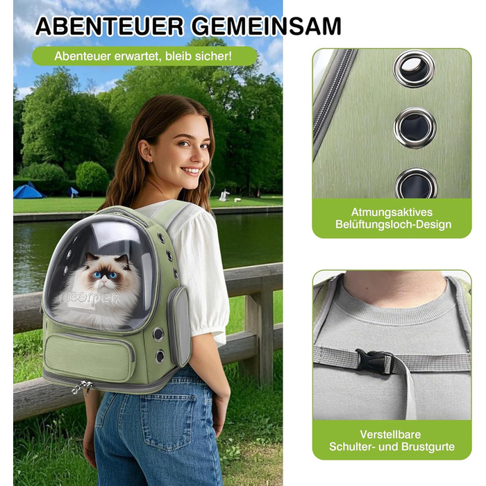 Рюкзак-переноска для котів та собак ALLSOPETS Bubble, зелений, до 7.5 кг