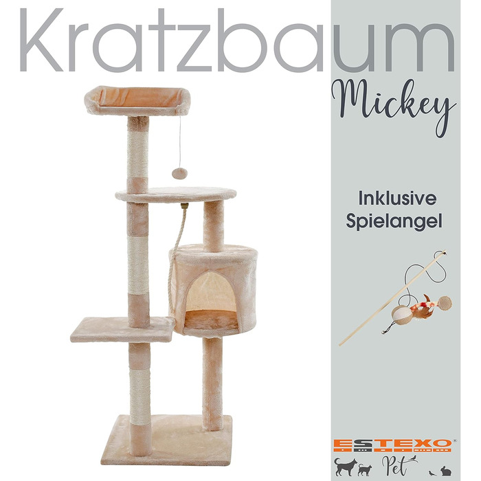 Кігтеточка для котів ESTEXO 112 см, XL, кріпиться до стіни, бежева