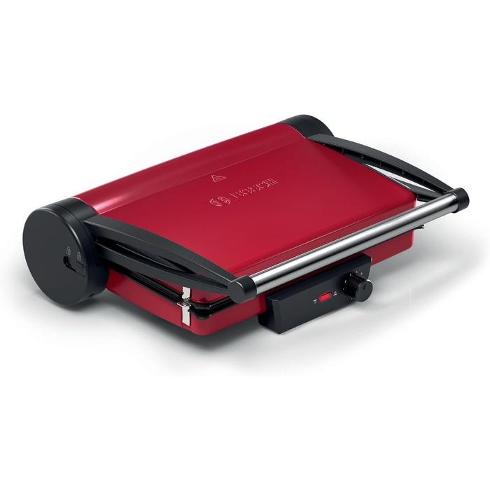 Електричний контактний гриль Bosch TCG4104 3-в-1, 2000 Вт, червоний, з регулюванням температури та знімними алюмінієвими пластинами
