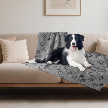 Водонепроникний плед для собак Nobleza XXL (203 x 152 см), м'який та пухнастий, для собак та котів, можна прати в машині, двосторонній чохол для дивану, сірий