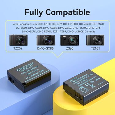 Акумулятор ENEGON DMW-BLE9/DMW-BLG10 для Panasonic Lumix (2 шт.) + USB-C зарядний пристрій з LCD дисплеєм