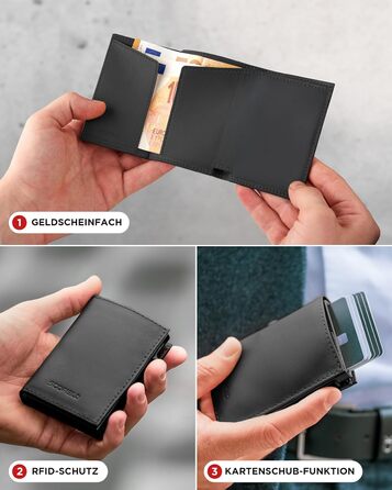 SF SCOFIELD Duality Magflip Slim Wallet - Чоловіче карткове портмоне з RFID захистом та магнітним закриттям (Чорний матовий)