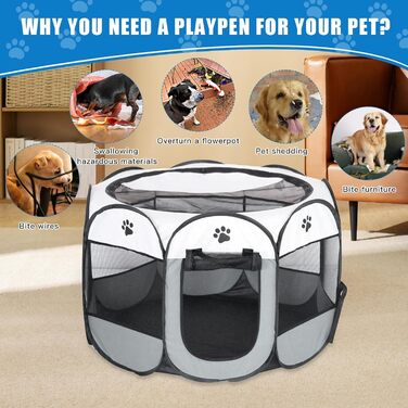 Складана переносна вольєр для цуценят та собак, 74x74x43 см, водовідштовхувальне полотно Oxford, для собак, котів, кроликів