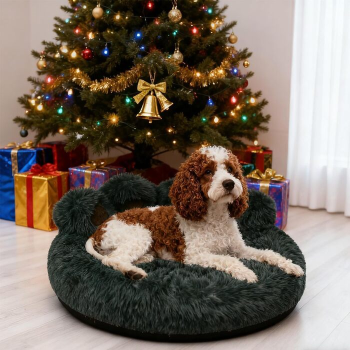 М'яке ліжко для собак та котів з дизайном ведмежих лапок, 50 см, сірого кольору. Зручне та тепле місце для сну маленьких та середніх собак, котів та кроликів. Легко миється.