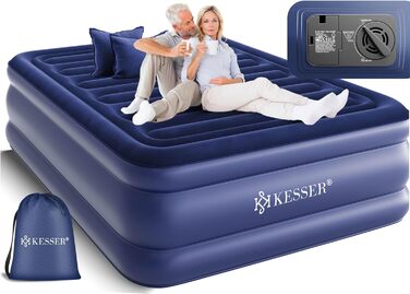 Надувна матрац KESSER® з електричним насосом, самонадувна, для гостей, кемпінгу та дому, 203 x 95 x 51 см, блакитна
