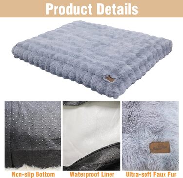 Крісло-лежанка для собак BingoPaw: великі, середні породи, водонепроникне, знімне, неслизьке, 90x60x10 см (3XL: 130x110x12 см, сірий)