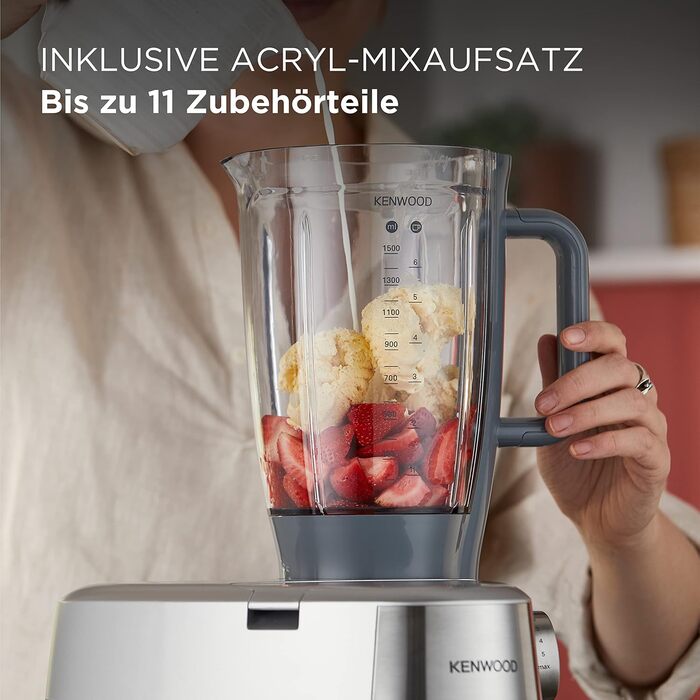 Кухонна машина Kenwood Prospero+ KHC29.A0SI, 1000 Вт, чаша з нержавіючої сталі 4,3 л, набір насадок (вінчик, міксер, гак), срібляста