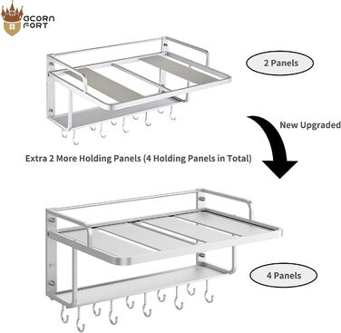 K-101 2-Layer Silver Aluminum Alloy Microwave Rack Oven Stand Kitchen Shelf Holder Wall Mount, Hanging with 10 Hooks