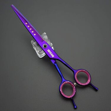 Набір професійних собачих ножиць для грумінгу 7 дюймів (5 шт.) - прямі, витончені, зігнуті, для волосся, гребінець, для правшів, фіолетовий