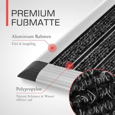 Aluminum Outdoor Doormat - 50x80 cm Non-Slip Shoe Mat - Rust-Proof Entry Mat for Home