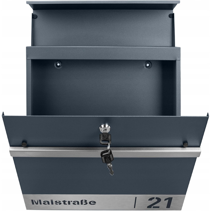 Поштова скринька настінна Anthrazit RAL 7016, для газет, велика (XXL Laser 3) з/без адреси