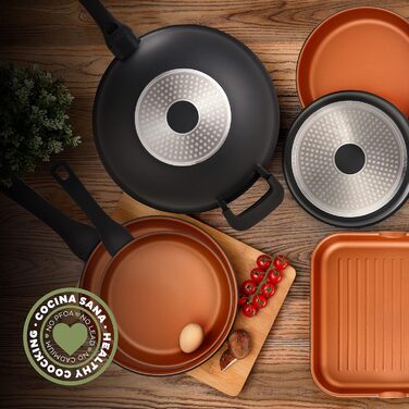 Гриль сковорода San Ignacio Bronze 28x28 см, алюмінієва з антипригарним покриттям, для всіх типів плит