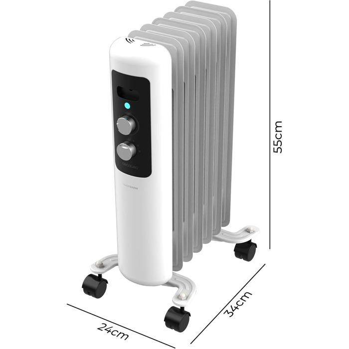 Електричний масляний радіатор Cecotec ReadyWarm 750 Space White – 1500 Вт, 3 режими, для кімнат до 15 м²