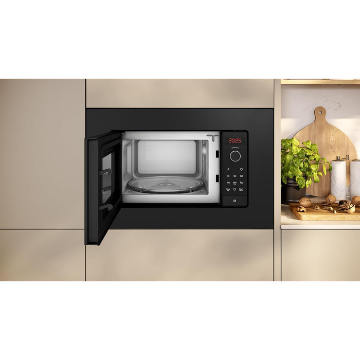 Вбудована мікрохвильова піч NEFF HLAWG26S3, 50 см, без гриля, автоматичні програми, Easy Clean, LED-дисплей, чорний колір