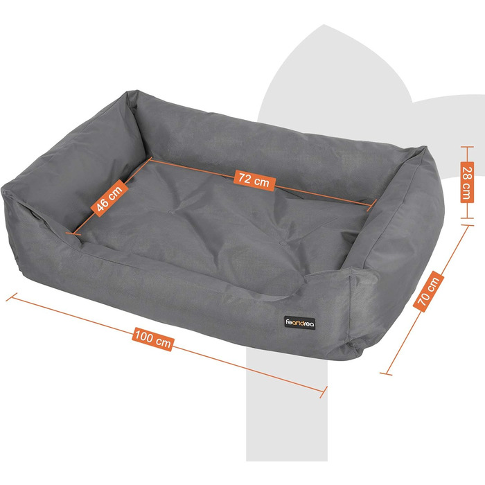 Feandrea Luxus Dog Bed, XL, Dog Cushion, made of Oxford fabric, with a non-slip bottom, 100 x 70 cm PGW28H (L 100 x W 70 x H 28 cm, Grey)
