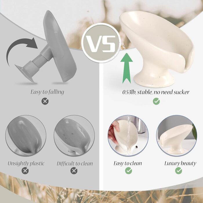 Керамічна миска для мила ANTIS'S HOME, без присоски, мармурова текстура, бежева, для ванної кімнати