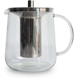 TEA BASE Glass Teapot 1L, Handcrafted Glass Teapot, Borosilicate Heat-Resistant, Removable Long Stainless Steel Infuser, High-Quality Lid, 3-Piece Set, for Loose Leaf Tea, for 4-8 Cups