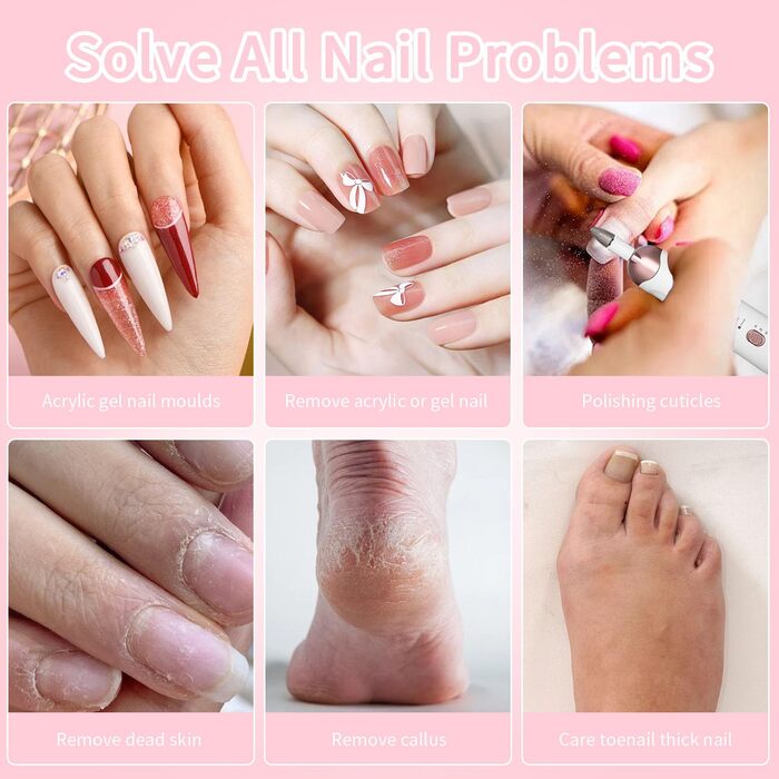 Електрична нагрівалка для нігтів, манікюрний набір 9 в 1, професійна, портативна, до 15 000 об/хв, для гелевих нігтів рук та ніг