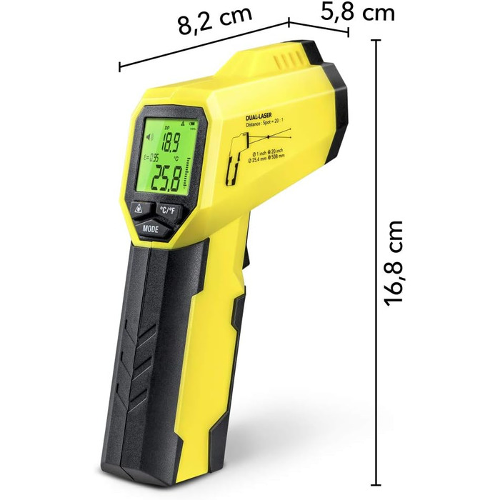 Інфрачервоний термометр Trotec BP25 – лазерний пірометр з визначенням точки роси, діапазон вимірювання -50°C до +260°C