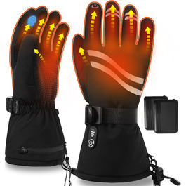 Електричні гріючі рукавички для чоловіків та жінок, з акумулятором 2600mAh, 3 режими нагріву, водонепроникні, чорні
