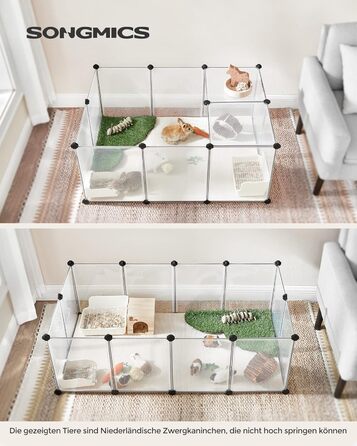 Клітка для гризунів SONGMICS Freigehege з піддоном, 143 x 73 x 46 см, біла. Підходить для кроликів, хом'яків, їжаків. LPC02W