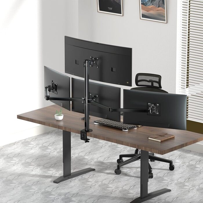 Тримач для моніторів на 4 екрани 17'-32' - підставка для LED/LCD моніторів, регульована висота, VESA 75/100, чорний, 32 дюйми