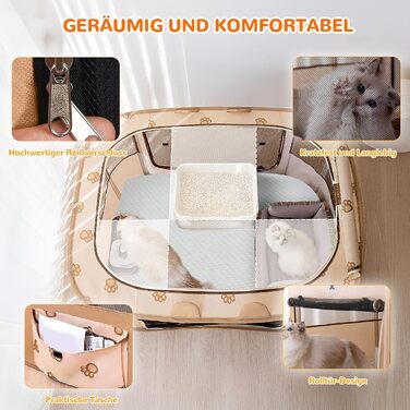 ALLSOPETS Фартуш для цуценят/малечі, переносна огорожа для собак та котів, переносна вольєр для цуценят, вольєр для собак, переносна собача будка для дому, вулиці, подорожей та кемпінгу (Коричневий ведмідь, M)