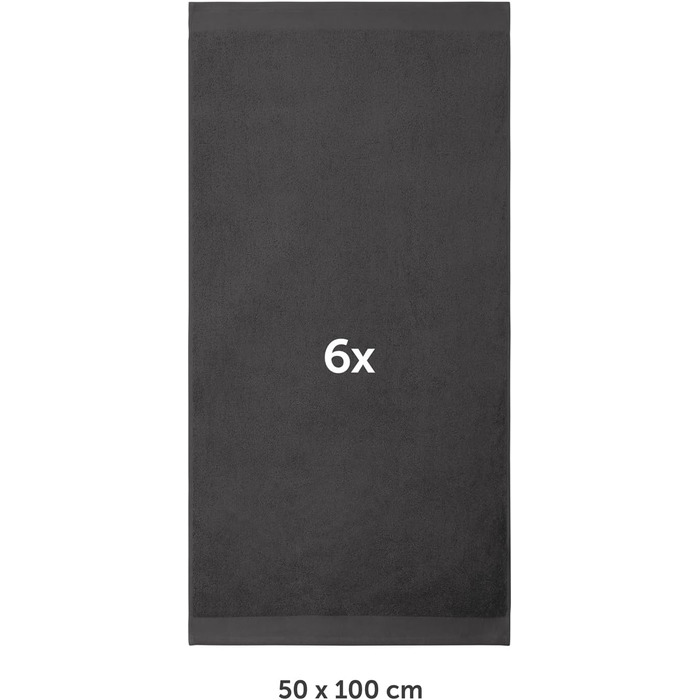 Набір рушників Blumtal Premium Frottier, 6 шт., 100% бавовна, сертифікат Oeko-TEX, 50x100 см, ультрапоглинаючі, сірий антрацит, прання до 60°C