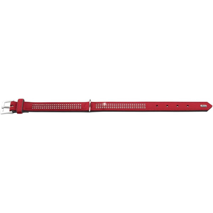 Нашийник для собак HUNTER SOFTIE TRILUXE, штучна шкіра, стрази, червоний/чорний, розмір S-M