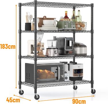 Himimi 5-Tier Rolling Wire Shelving Unit