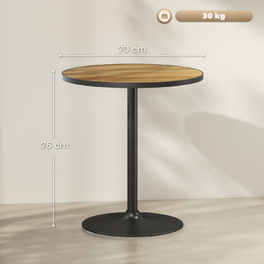 HOMCOM Dining Table, Round Kitchen Table, Modern Dining Table with Wood-Look Top for 4 People, Coffee Table for Living Room, Ø70 x 76 cm, Oak | Aosom