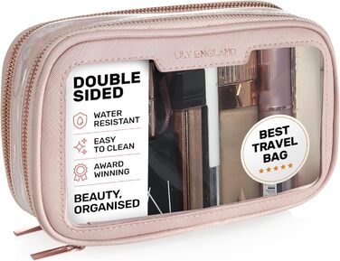 Косметичка Lily England прозора водонепроникна для подорожей та щодня, рожева