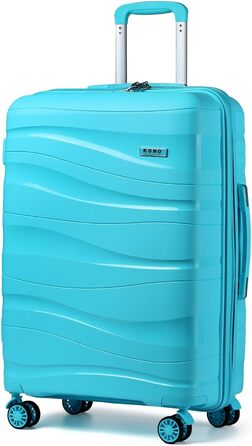 KONO Чемодан середнього розміру 65см з поліпропілену, з TSA замком, 65x46x26.5см (Крем-білий)