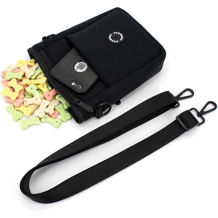 Сумка для ласощів для собак COOWONE Leckerlibeutel, з тримачем для пакетів, поясна сумка для прогулянок, тренувань, білих леопардах 2.0 (чорний 2.0)