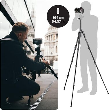 Компактний дорожній штатив Manfrotto Befree Advanced з кулястою головкою та важелем блокування, алюміній, для DSLR та бездзеркальних камер (GT Twist Black)