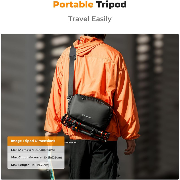 Рюкзак для камери K&F Concept, сумка через плече, фотосумка, чорний (M)