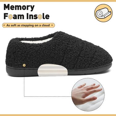 Тапочки халатні Mishansha зимові, унісекс, з піною Memory Foam, хардсоул, 36-47, білі (чорні Onyx, 38/39 EU)